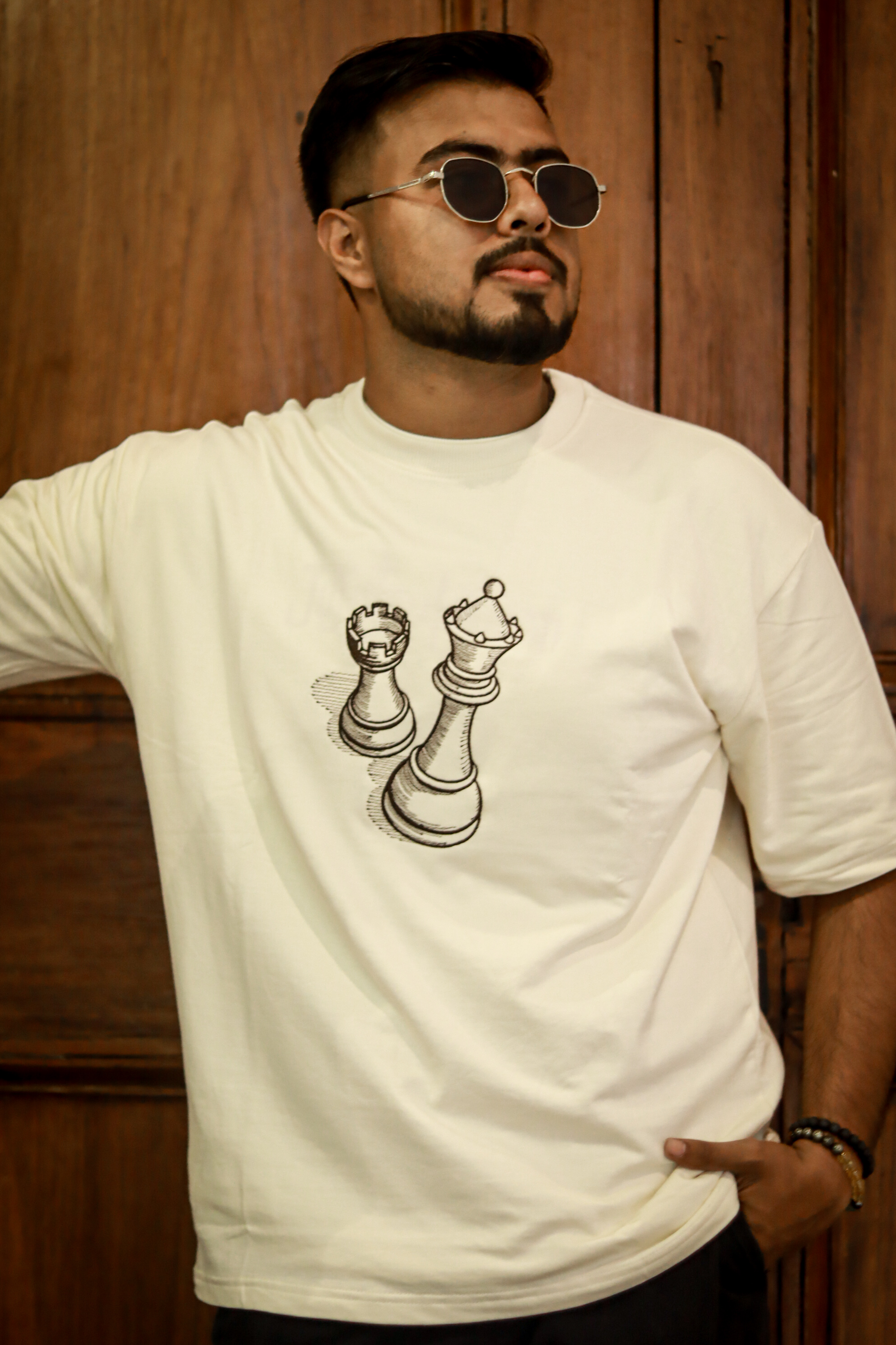 CHECKMATE Offwhite Oversized T-shirt _ Embroidered 