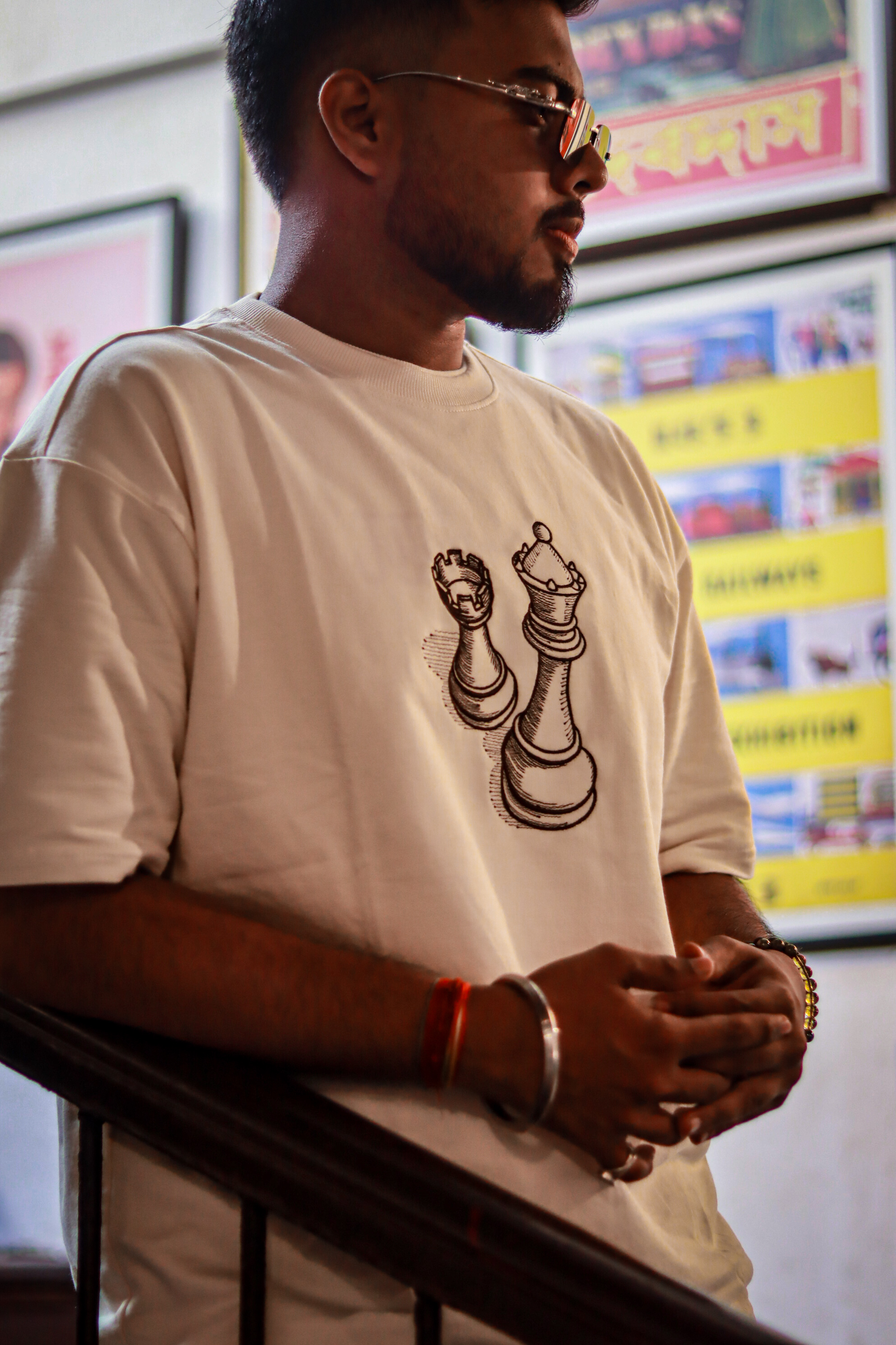 CHECKMATE Offwhite Oversized T-shirt _ Embroidered 