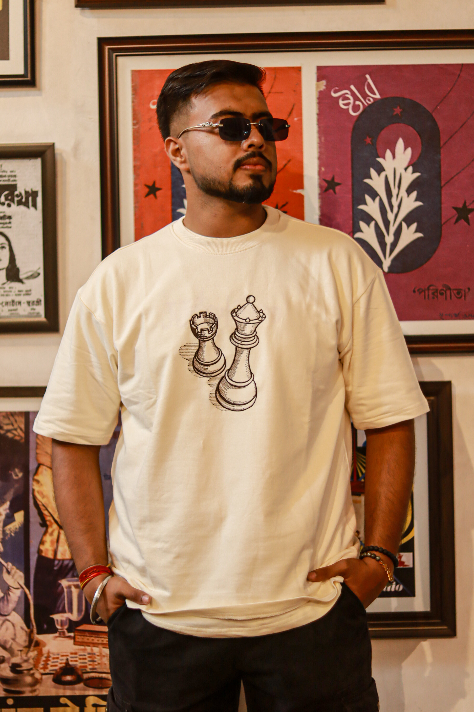 CHECKMATE Offwhite Oversized T-shirt _ Embroidered